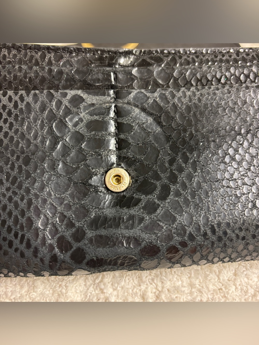 Michael Kors Black Snake-Embossed Continental Wallet with Gold MK Logo - Picture 8 of 8